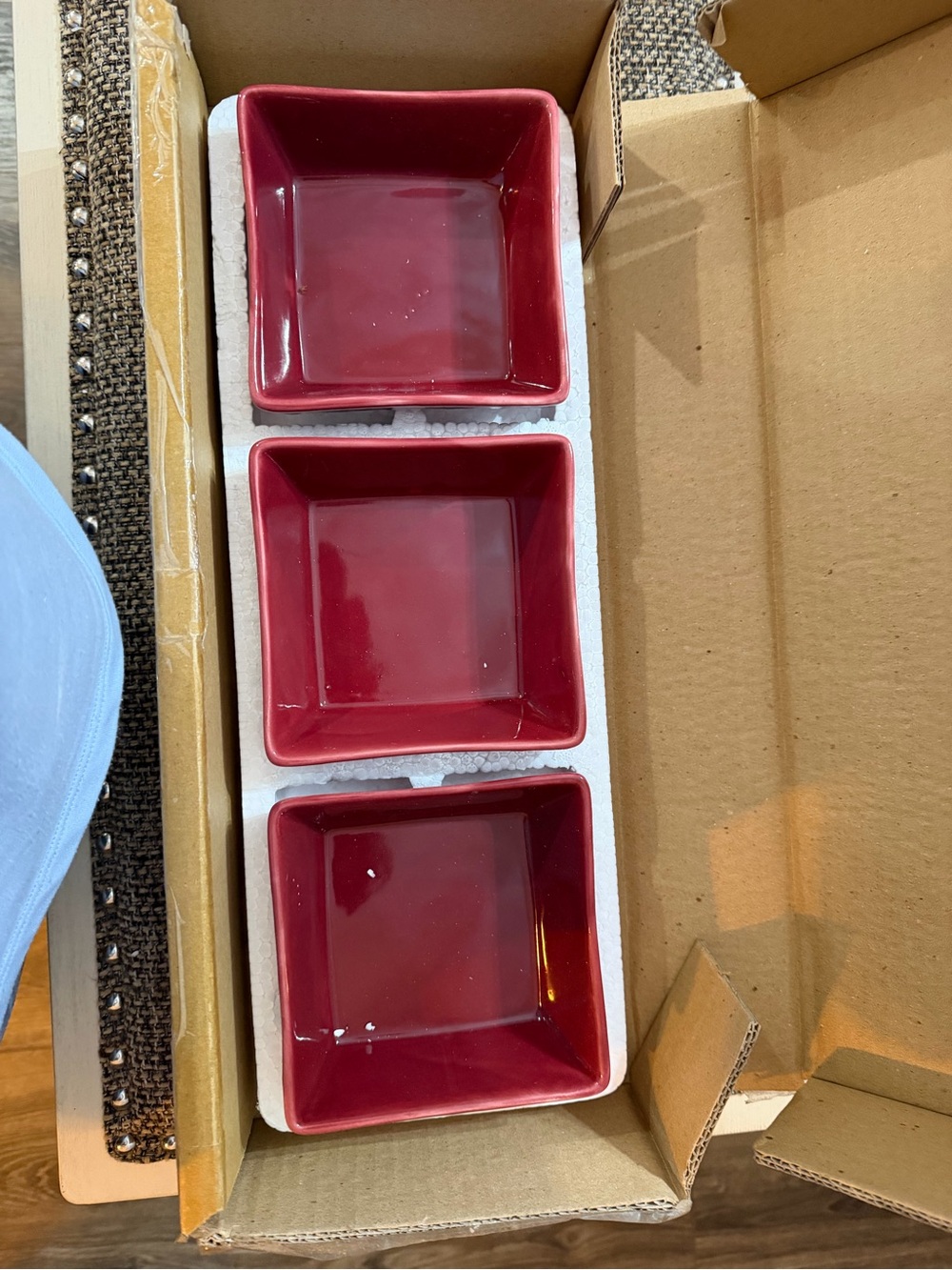 Home and garden party vintage Red Ceramic Square Dishes - Set of 3